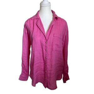 Anthropologie Vibrant Pink Button-Down Shirt